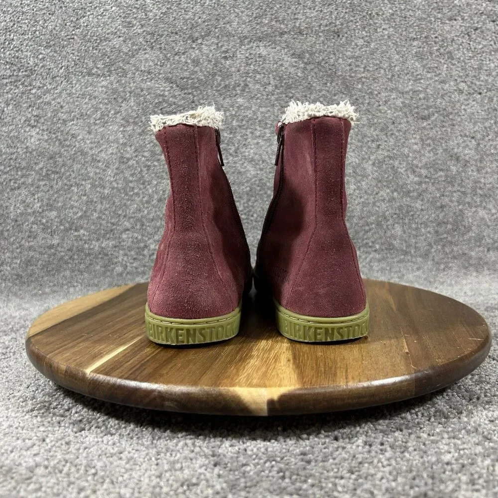 Birkenstock Lille Kids Size 13 N Red Suede Fleece Lined Zip Up Winter Boots Used